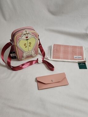 Disney "Madame Garderobe" Crossbody Bag w/ Coordinating Cosmetics and Wallet Set